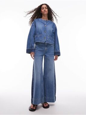 & Other Stories High Rise Wide Leg Jeans Contrast Side Panel